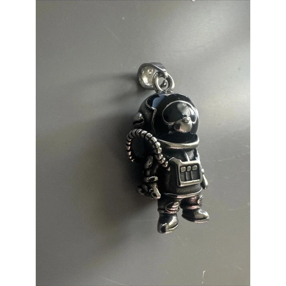 Astronaut Bear Stainless Steel Pendant 24 Inch Cuban Link Chain Gift Trendy